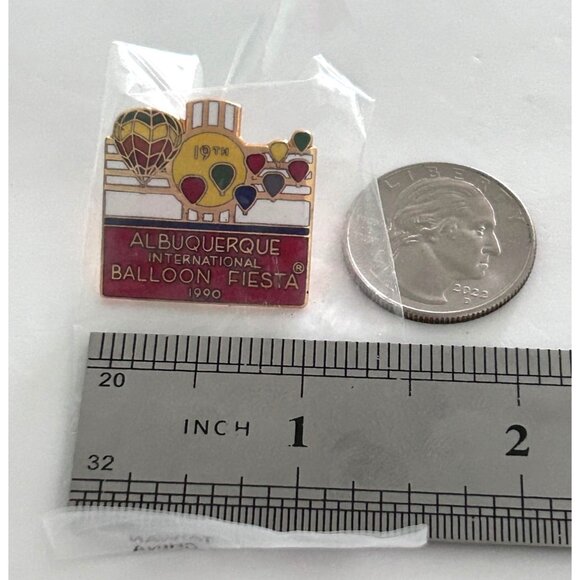 Vintage 19th Albuquerque International Hot Air Balloon Fiesta Pin 1990 Lapel Pin - Picture 2 of 3